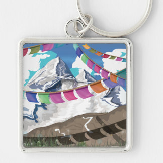 Nepal Himalayan Prayer Flags Travel poster Keychain