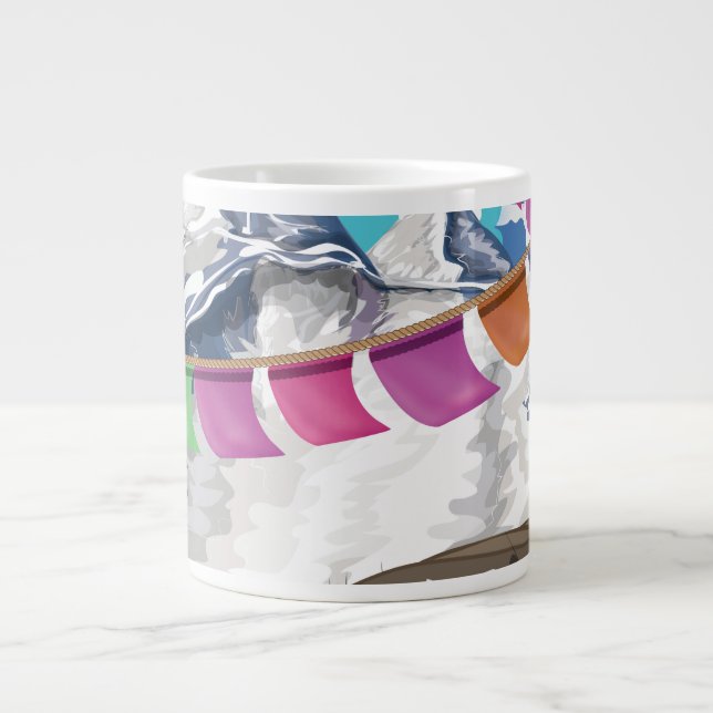 Nepal Himalayan Prayer Flags Travel poster Large Coffee Mug (Front)