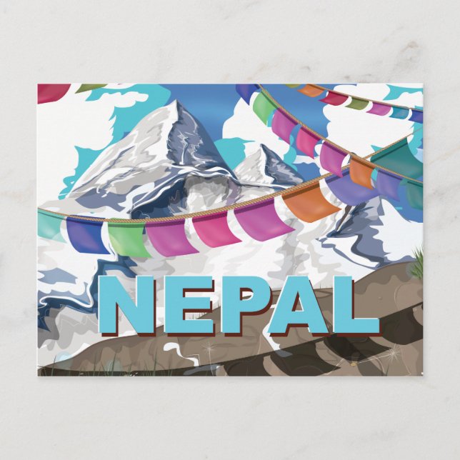 Nepal Himalayan Prayer Flags Travel poster Postcard (Front)