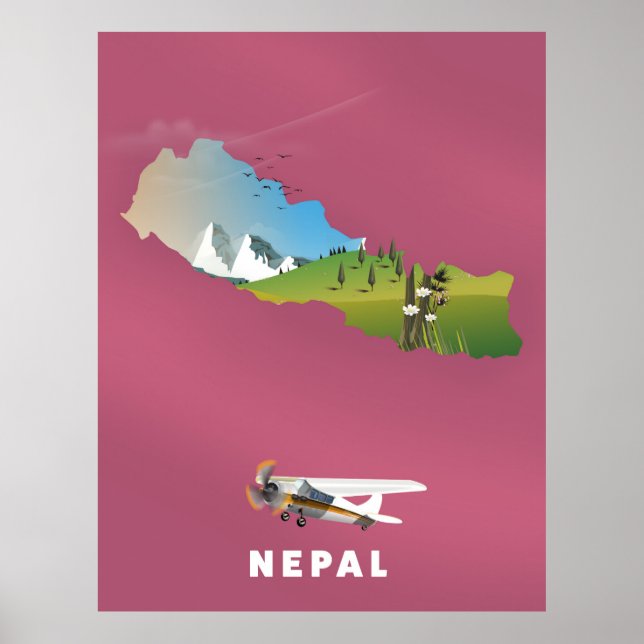 Nepal illustrated map poster (Front)