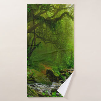 Nepal jungle with riverjungle,forest,ground,river, bath towel