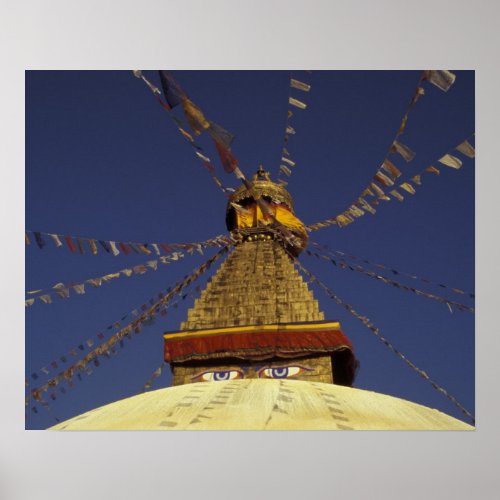 Nepal Kathmandu Under prayer flags watchful Poster