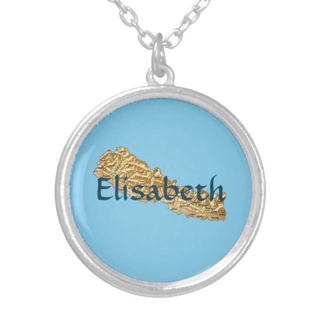 Nepal Map + Name Necklace (Front)