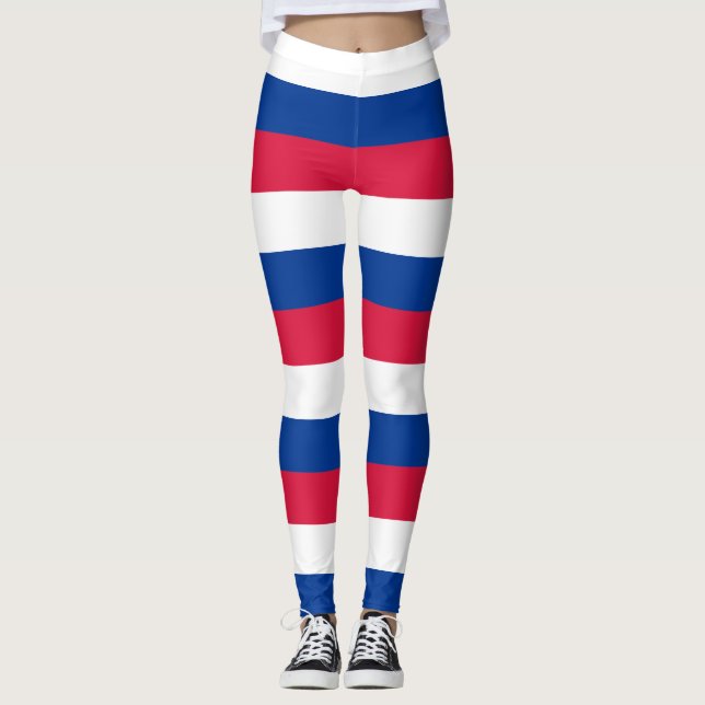 Nepal National Flag Colors Horizontal Striped Leggings (Front)