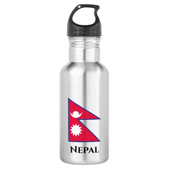 Nepal (Nepalese) Flag Stainless Steel Water Bottle (Front)