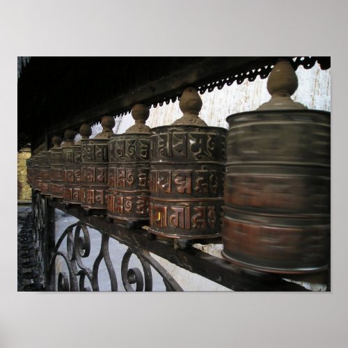 Nepal prayer wheels poster