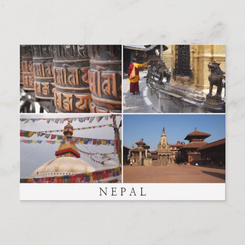 Nepal religion collage postcard