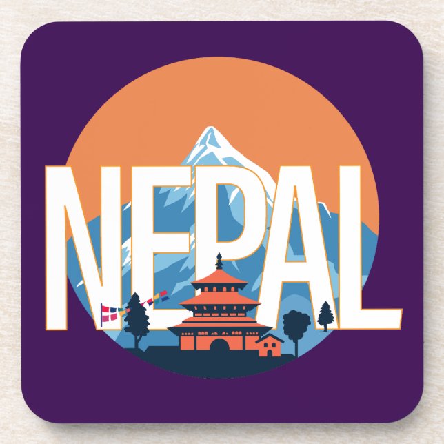 Nepal Temple Mount Everest Beverage Coaster (Front)