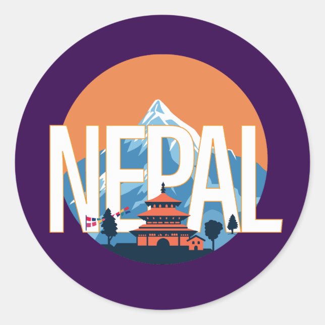 Nepal Temple Mount Everest Classic Round Sticker (Front)