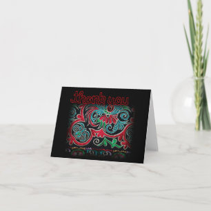 Nepalese embroidery Floral pattern Thank You Card