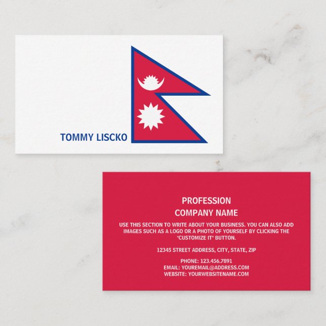Nepalese Flag, Flag of Nepal Business Card (Front/Back)
