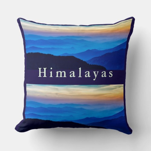 Nepalese Sunset in Nice Colors over the Mountains  Throw Pillow
