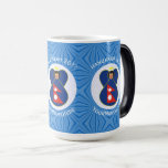Nepali Angel Hanukkah Flag Personalized  Color Morph Mug<br><div class="desc">Magic morphing mug features an Nepali Flag Angel, dressed in the flag of Nepal, inside a white, fractal circle of squiggly squares. The circle is on a blue fractal background of squiggly squares. Add a name, holiday, and year to personalize your mug as a gift or to add to your...</div>