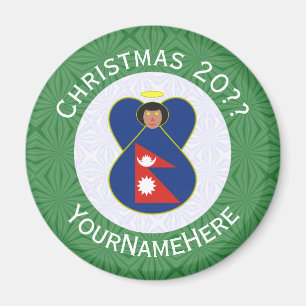 Nepali Flag Christmas Angel Personalized Magnet
