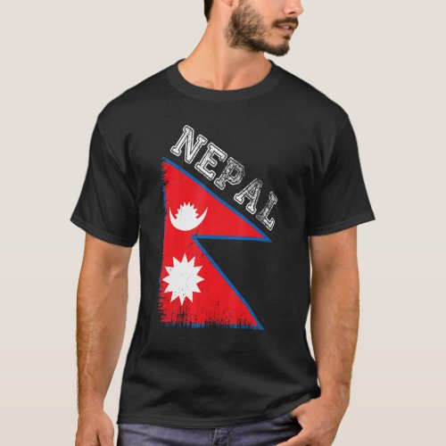 Nepali Flag Tourist Holiday Destination Nepal Flag T_Shirt