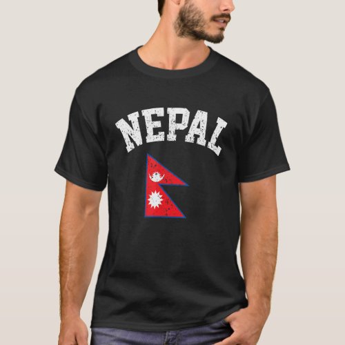 Nepali Flag Tourist Holiday Destination Nepal Flag T_Shirt