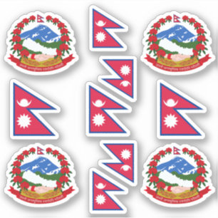 Nepali national symbols /coat of arms and flag sticker