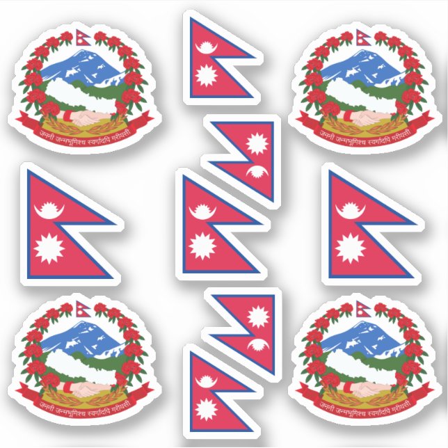 Nepali national symbols /coat of arms and flag sticker (Front)