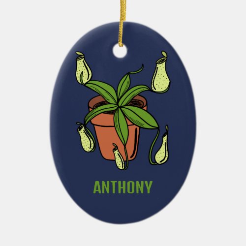 Nepenthes Pitcher Plant Illustration Personalized Ceramic Ornament