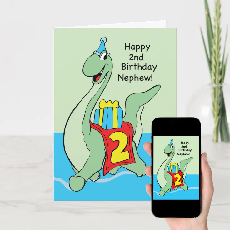 Second Ave Geburtstagskarte „Great Nephew“ Mit Dinosaurier-Motiv – 210x148 Mm, 350 G/m² Leinenkarton