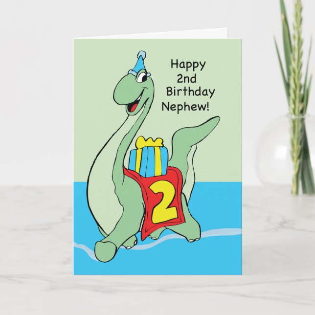 Nephew, 2nd Birthday Dinosaur Card (Front)