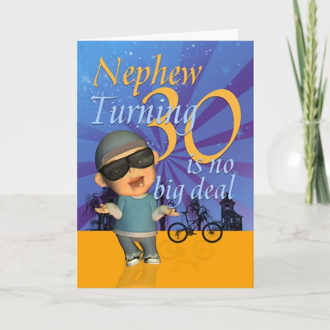 Nephew - 30th Birthday Card Cute Dude (Front)