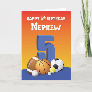 Nephew 5th Birthday Sports Balls Card