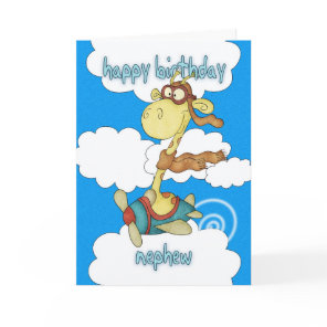 Nephew Aeroplane / Airplane Giraffe Birthday Card