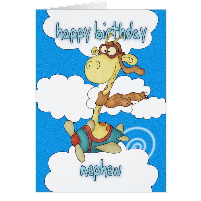 Nephew Aeroplane / Airplane Giraffe Birthday Card