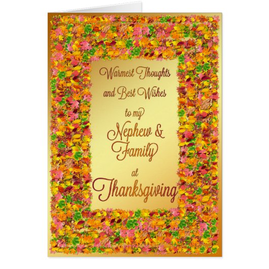 Nephew and family, Thanksgiving, fall leaves (Front)