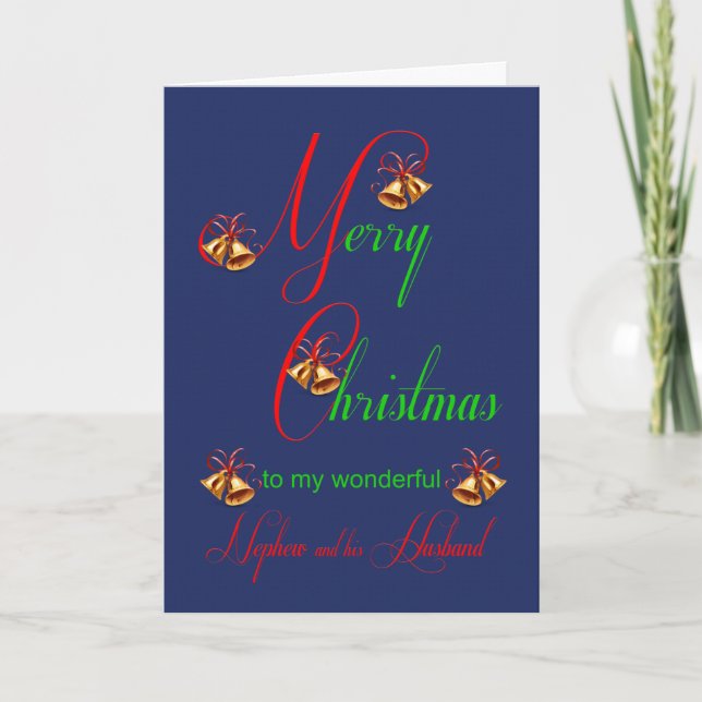 Nephew and his Husband Christmas Bells Holiday Card (Front)