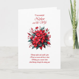 Nephew and his Wife Christmas Poinsettias  Holiday Card