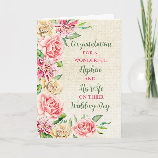 Nephew and His Wife Wedding Day Congratulations Card (Front)