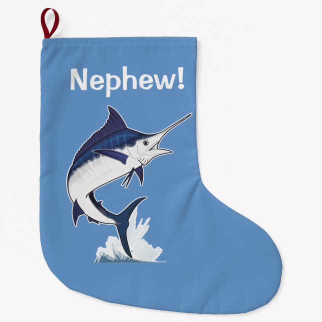 Nephew: Atlantic Blue Marlin Large Christmas Stocking (Front)