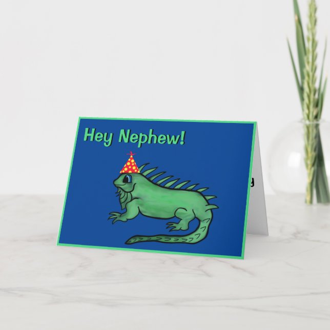 Nephew Birthday Card - Cute Iguana (Front)