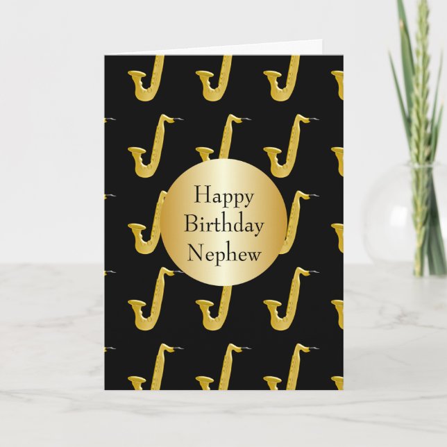 Nephew Birthday Card Saxophone Design (Front)