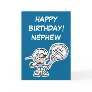 Nephew Birthday card with little tennis boy