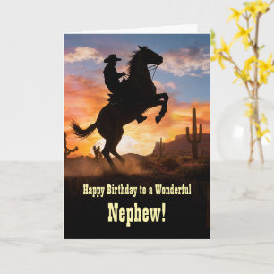 Nephew Birthday Western with Horse and Cowboy Card