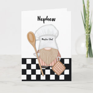 Nephew Birthday Whimsical Gnome Chef Cooking Card