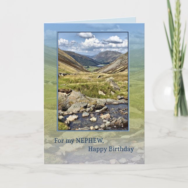 Nephew Birthday with a Mountain Landscape Card (Front)
