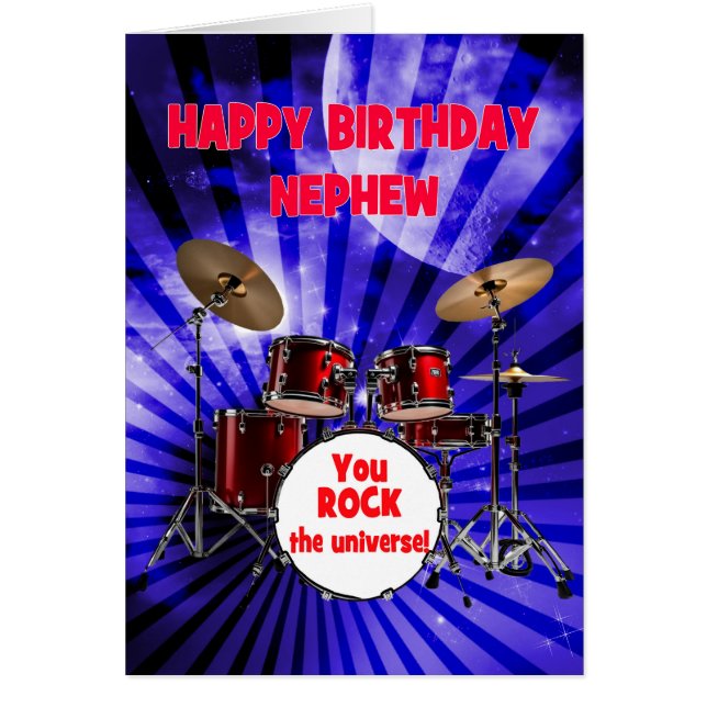 Nephew Birthday You Rock Drums Cards (Front)