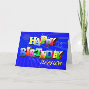 Nephew Bright letters and bubbles birthday card