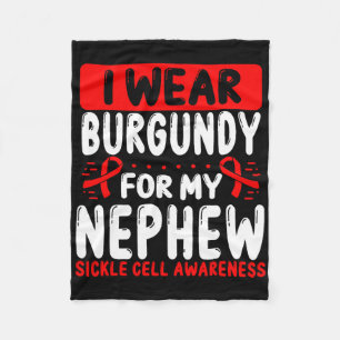 Nephew Burgundy Ribbon Aunt Uncle Sickle Cell Awar Fleece Blanket