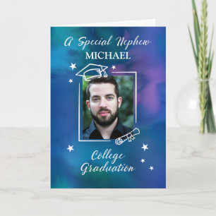 Nephew Custom Photo and Name College Graduation Card