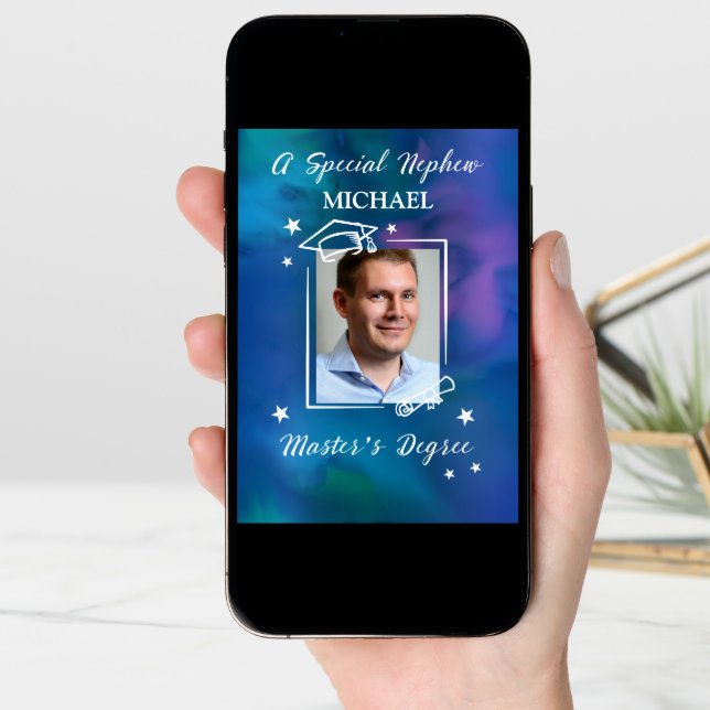 Nephew Custom Photo and Name Master’s Degree Card (Front Digital)