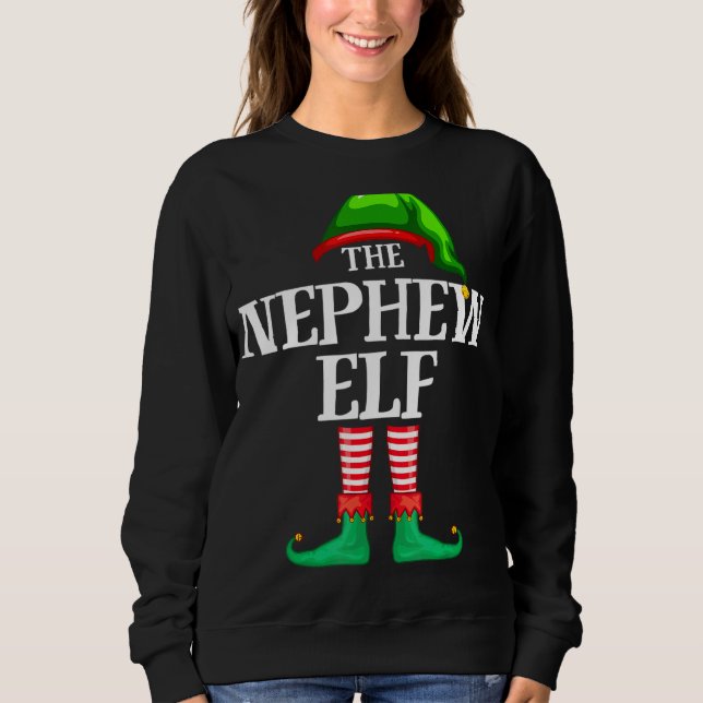 Nephew Elf Matching Family Group Christmas Party P Sweatshirt (Front)