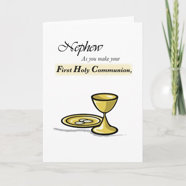 Nephew First Communion Gold Chalice, Paten Card (Front)