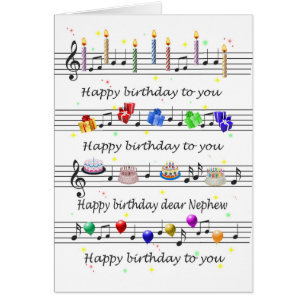 Nephew Funny Happy Birthday Song Sheet Music Cards