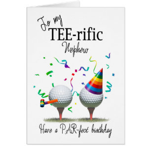 Nephew Golf Balls on Tees Birthday Cards
