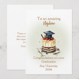 Nephew Graduation Cap and Cake Congratulations